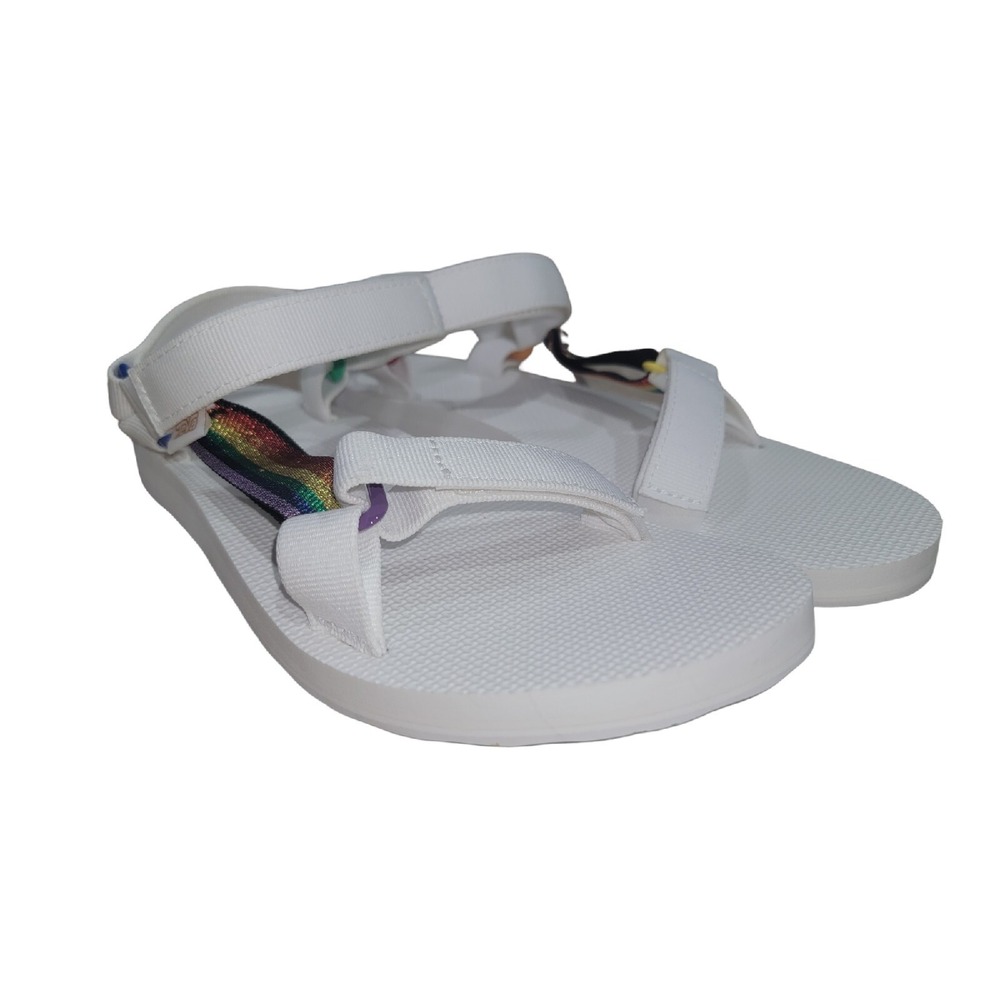 Teva Womens Sandals Midform White Rainbow Universal Pride Strappy Sz 10